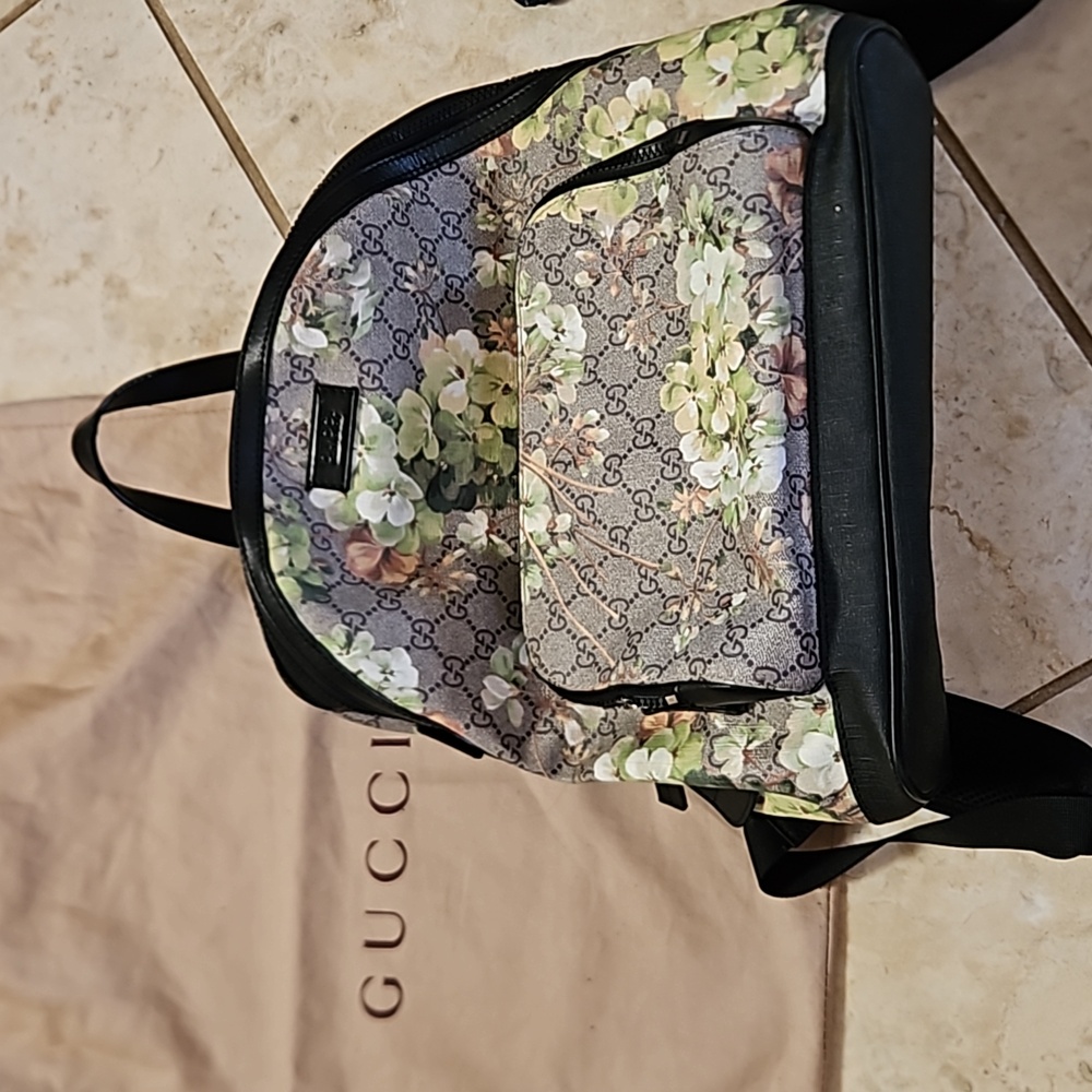 Backpack Gucci Style in black and floral